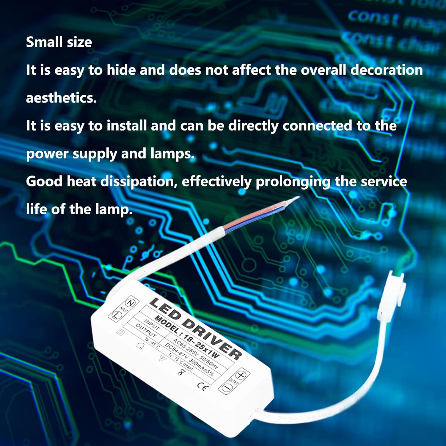 Lighting Driver LED Power Driver ABS 18-25x1W Constant Current 300mA LED Driver Transformer AC 85-265V to 54-87V DC
