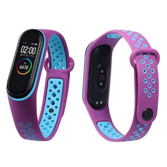 Silicone Strap For Xiaomi Mi Band 3/4, AOne World Hi Quality Soft TPU, Color Strap Porous Anti-Sweat Sport Breathable Strap Buckle Replacement Wrist Straps (Watch Not Included)
