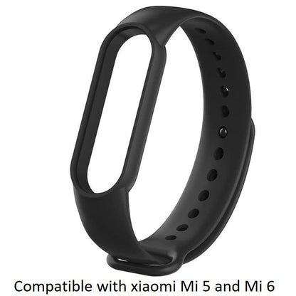 Hi Quality Mi 5 / Mi 6 Silicone Adjustable Band Strap Compatible with Mi Band 5 Strap & Mi Band 6 Strap Smart Band Replacement- Black
