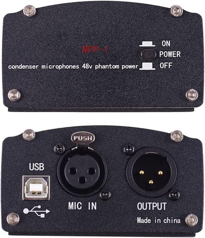 48V Phantom Power Supply for Condenser Microphone – USB Powered XLR Phantom Power Box