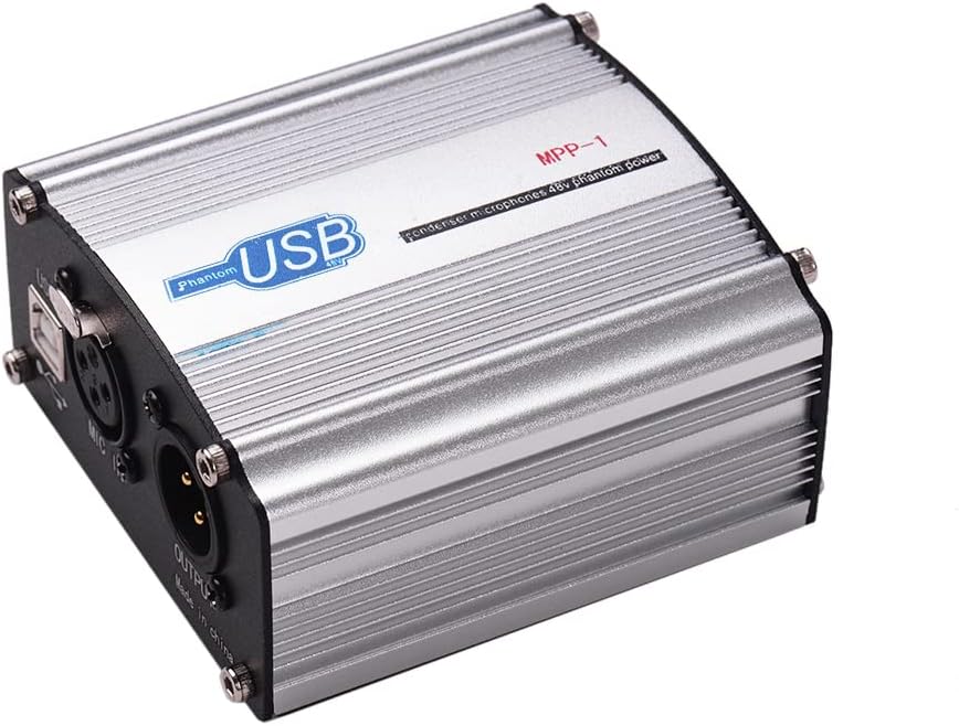 48V Phantom Power Supply for Condenser Microphone – USB Powered XLR Phantom Power Box
