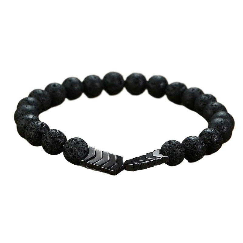 8mm Sacred Arrow Lava Rock Bead Bracelet Natural Anti Anxiety Essential Oil Diffuser Bracelet for Women Men 18cm