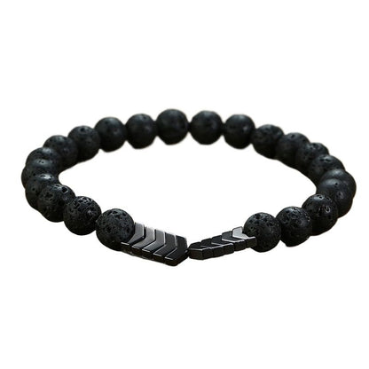 8mm Sacred Arrow Lava Rock Bead Bracelet Natural Anti Anxiety Essential Oil Diffuser Bracelet for Women Men 18cm