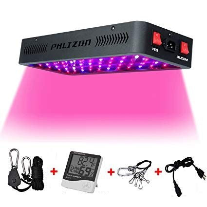 Phlizon Upgraded 600W LED Grow Light with SMD LEDs For 2x2ft Aria Full Spectrum Plants Light Double Switch Grow Led for Indoor Veg and Flower