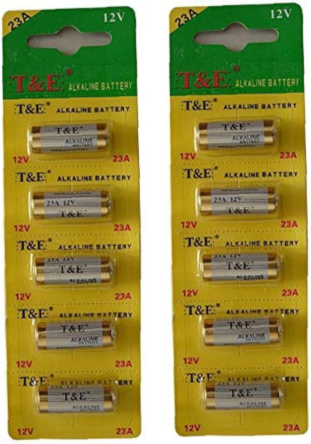 New T&E Universal Alkaline Battery A23 23A 12V / 9V / 1.5V Multi Compatible Cells 23AE MS21 MN21 V23GA VR22 Remote Control Long Lasting Power Battery