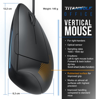 USB Wired Optical Mouse 1.5 Meter – Ergonomic 6 Buttons 1600 DPI High Precision Mouse for Laptop, Desktop PC & MacBook