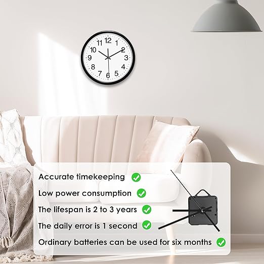 Quartz Clock Mechanism Kit High Torque Long Shaft – Silent DIY Wall Clock Movement Replacement Parts for Home Office Decor
