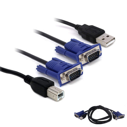 1.5 Meter USB VGA KVM Switch Cable 15 Pin VGA Male to Male with USB A to B Printer Cable for PC Monitor Keyboard Mouse