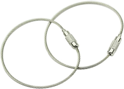 5 Pcs Stainless Steel Wire Keychain Screw Lock Cable Ring 10cm – Heavy Duty Outdoor Hiking Key Ring