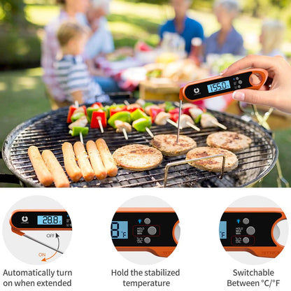 JOLIKE 2s Instant Read Meat Thermometer for Grilling Digital Steak Electronic Probe with IP67 Waterproof Internal Magnets for Kitchen Food Baking BBQ