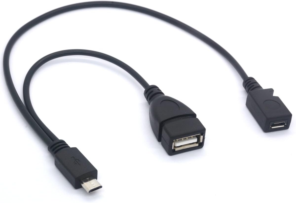 Micro USB OTG Y Cable – Micro USB Male to USB Female + Charging Port Adapter for Smartphones & Tablets