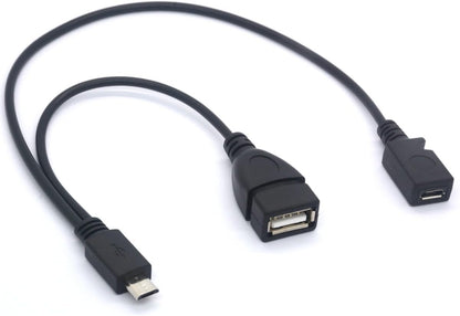 Micro USB OTG Y Cable – Micro USB Male to USB Female + Charging Port Adapter for Smartphones & Tablets