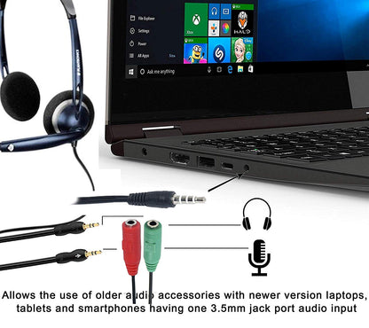 3.5mm Headphone & Mic Audio Y Splitter Cable – Dual Jack Adapter for PC/Laptop (Red/Green)