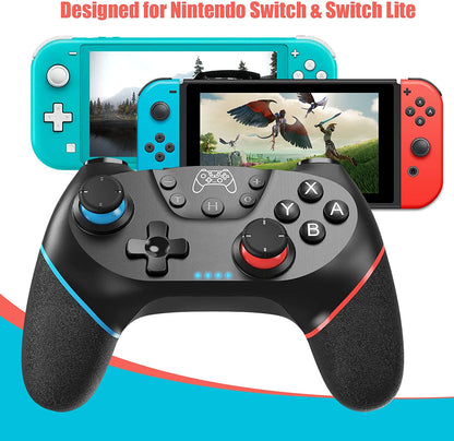 Wireless Controller for Nintendo Switch – Bluetooth Pro Gamepad with Adjustable Turbo, Dual Shock & Gyro Axis