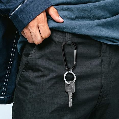 Aluminum Carabiner Clip D Ring Keychain – Lightweight Spring Hook Small Carabiners for Camping, Hiking, Fishing & Car Accessories