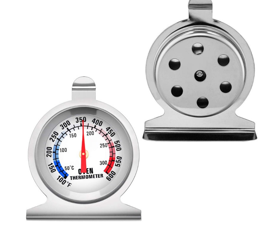 Stainless Steel Oven Thermometer | Glass Dial Temperature Gauge for Baking, Roasting, Cakes, Meat &amp; BBQ | Accurate Heat Meter