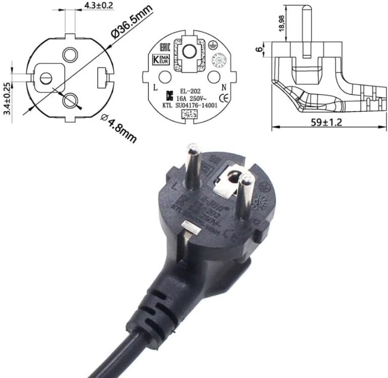 EU Schuko (CEE 7/7) to C13 Power Cord – 10A 250V Computer & Monitor Cable