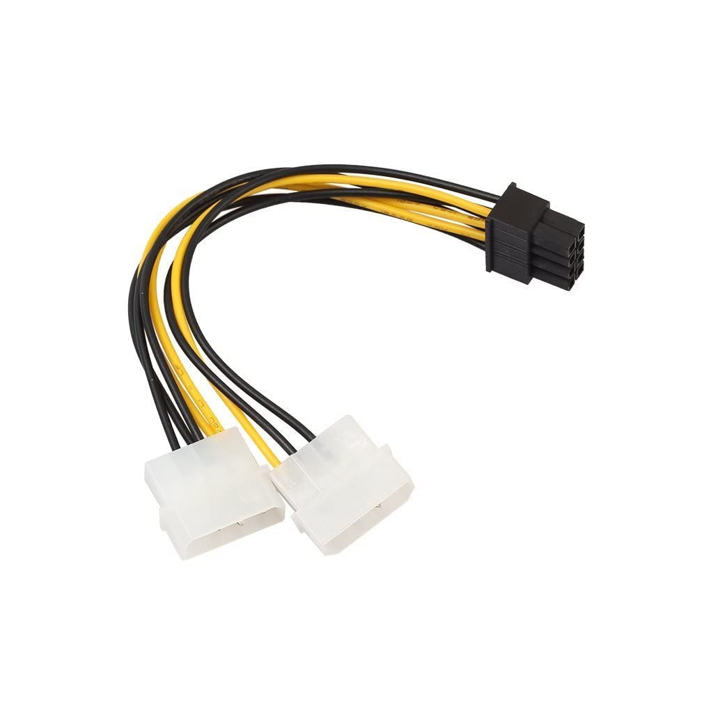 8-Pin PCI Express to Dual 4-Pin Molex LP4 Graphics Card Power Cable PCI-E ATX PSU Power Converter Adapter Cable Pack of 1