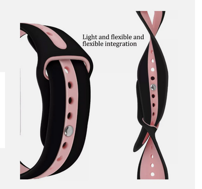 Premium Silicone Sport Watch Strap 38/40/41mm – Black Pink Soft Replacement Band