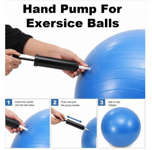 Hand Pump for Gym Ball & Exercise Ball – Portable Air Pump for Fitness, Yoga & Stability Balls