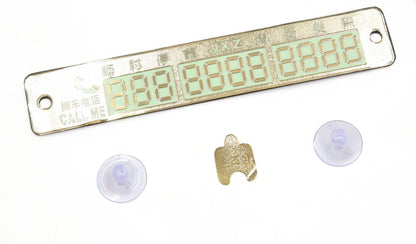 Gold Tone Luminous Car Parking Phone Number Card Plate – Stylish Vehicle Dashboard Contact Number Display Plate