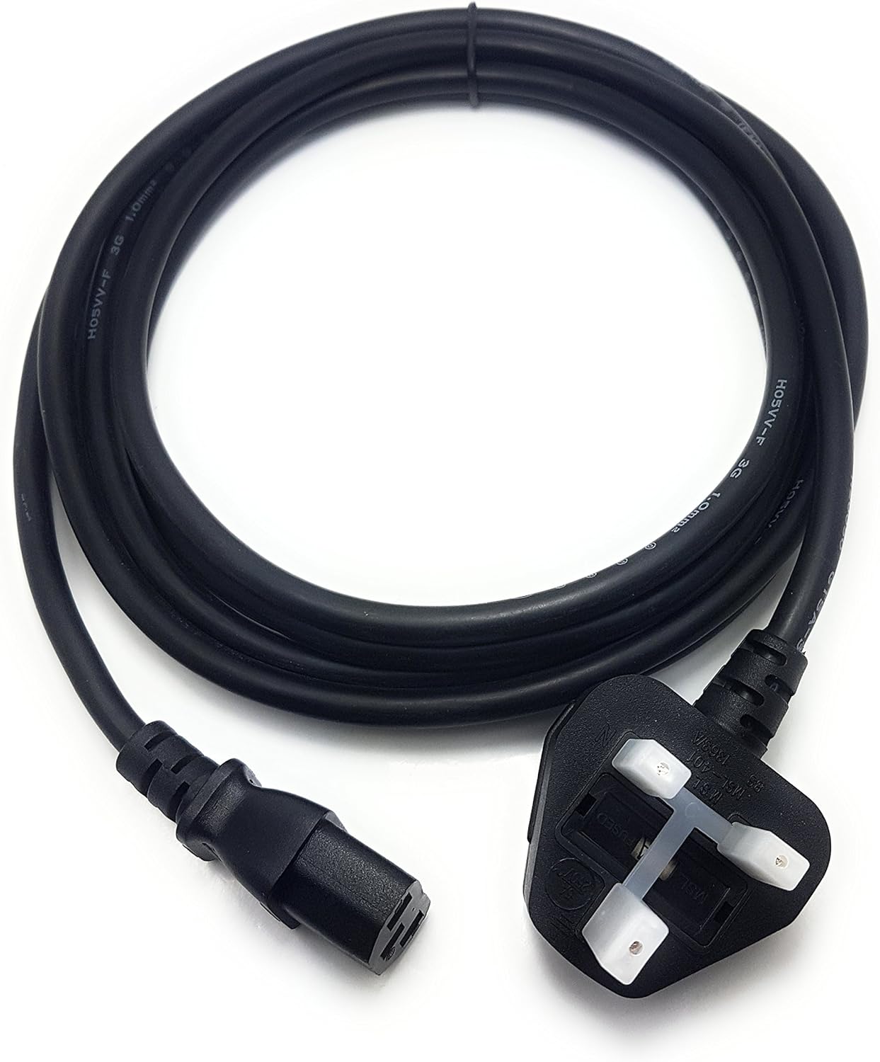 Heavy Duty 3 Meter UK 3-Pin Plug to IEC C13 Power Cable – 10A 250V High Quality Mains Lead for PC, Monitor, Printer & Electronics