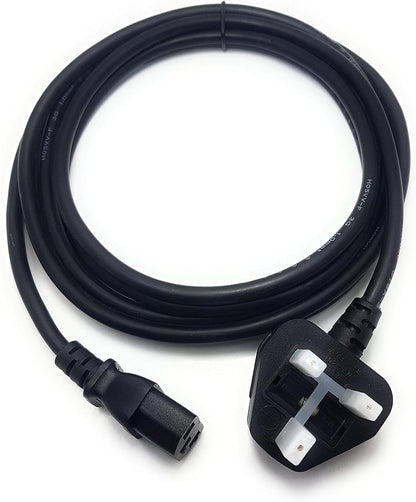 Heavy Duty 3 Meter UK 3-Pin Plug to IEC C13 Power Cable – 10A 250V High Quality Mains Lead for PC, Monitor, Printer & Electronics