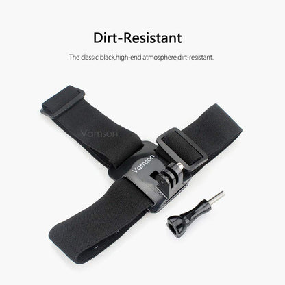 Head Strap Mount for Go Pro Hero 8, 7, 6, 5, Black, Session, Hero 4, Black, Silver, Hero+ LCD, 3+, 3, DJI Osmo Action Cameras Adjustable Elastic Band