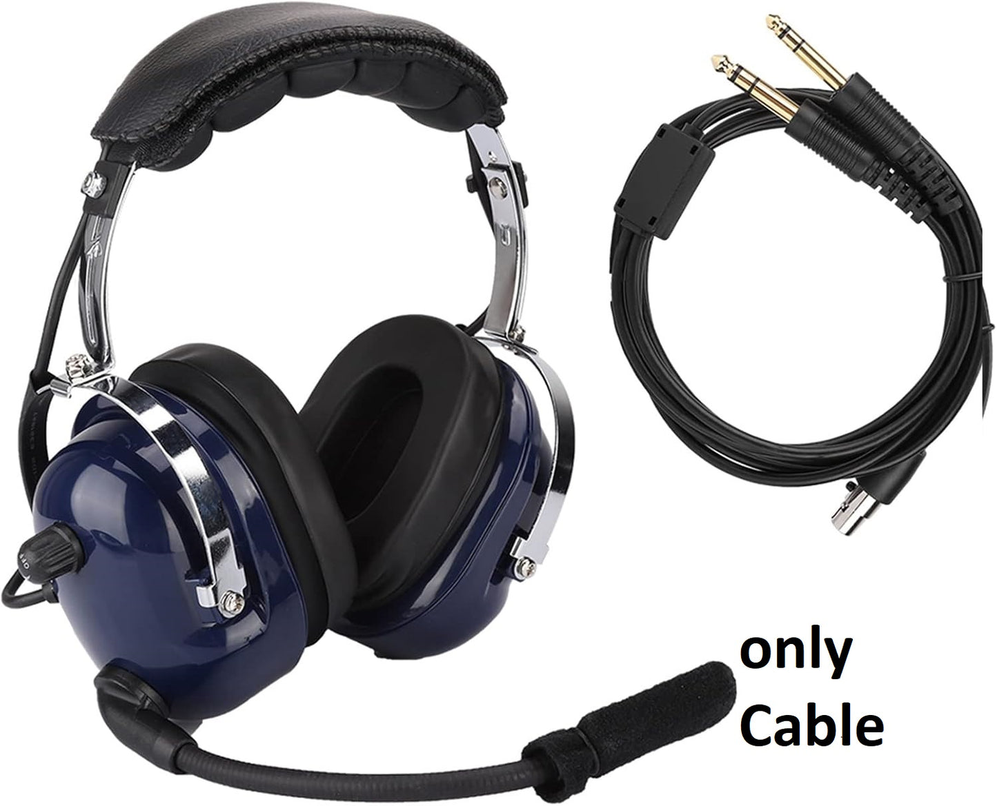 Replacement Cable for Aviation Headset – Dual Plug GA Aircraft Audio Cord (No Headset)