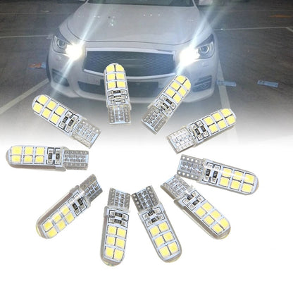 2 Pcs T10 LED Parking Light Bulbs Canbus Error Free 12 LED Super Bright White Universal Car Interior Dome License Plate Light for Car Bike Motorcycle
