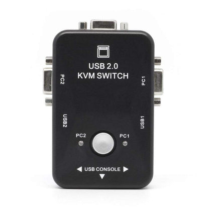Branded 2 Port USB 2.0 KVM Switch Box – 2 In 1 Out Keyboard Mouse Monitor Sharing Switch for PC, Laptop & Desktop