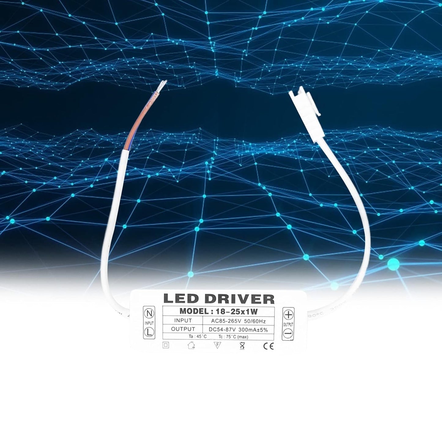 Lighting Driver LED Power Driver ABS 18-25x1W Constant Current 300mA LED Driver Transformer AC 85-265V to 54-87V DC