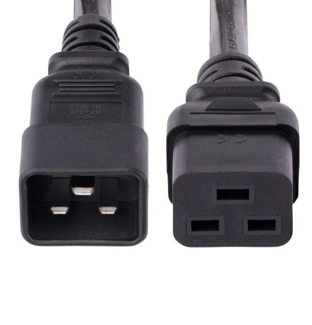 2 Meter IEC C19 to C20 Heavy Duty Power Extension Cable 16A 250V | 14AWG Heavy Gauge Extension Cord | Server, UPS & PDU Power Cord