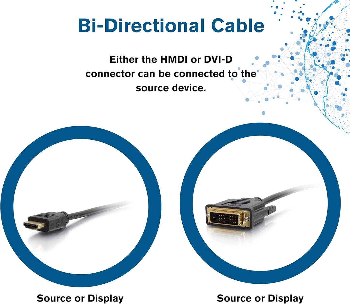 HDMI to DVI Cable 1 Meter HDMI to DVI-D Male to Male Adapter Cable for Monitor, PC, Laptop