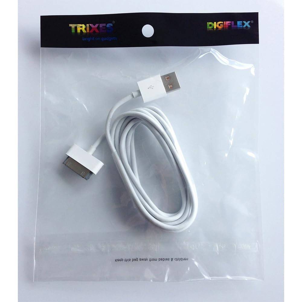 Original USB Charging Data Cable 30-Pin for iPhone, iPad & iPod – Fast Data Sync & Charging Lead 1M White