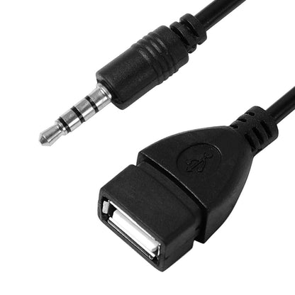 USB Female to 3.5mm Jack Male Audio Converter Adapter AUX Cable for Car Laptop Speaker Black