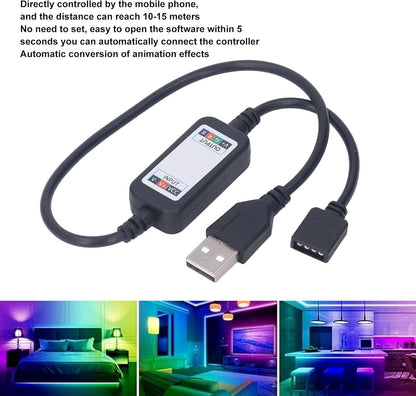 USB RGB LED Strip Light Dimmer Controller 5V–24V | 3×2A Output Smartphone Control for 3528, 5050 RGB LED Strips | Home, Hotel, Bar, KTV Lighting