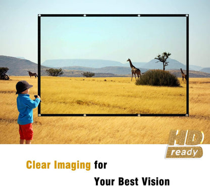 100 Inch Projector Screen 16:9 HD Projection Screen – Frameless High Brightness High Gain Grey Screen with High Contrast for Home Cinema, Office & Gaming