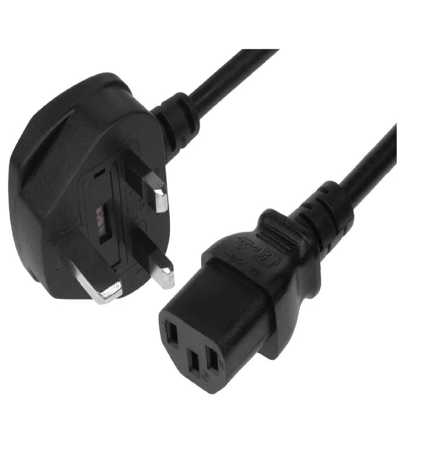 1.5Ft  3-Pin Desktop Power CableBlack & White – Power Cord for PC, Monitor, Printer, UPS & Electronic Devices