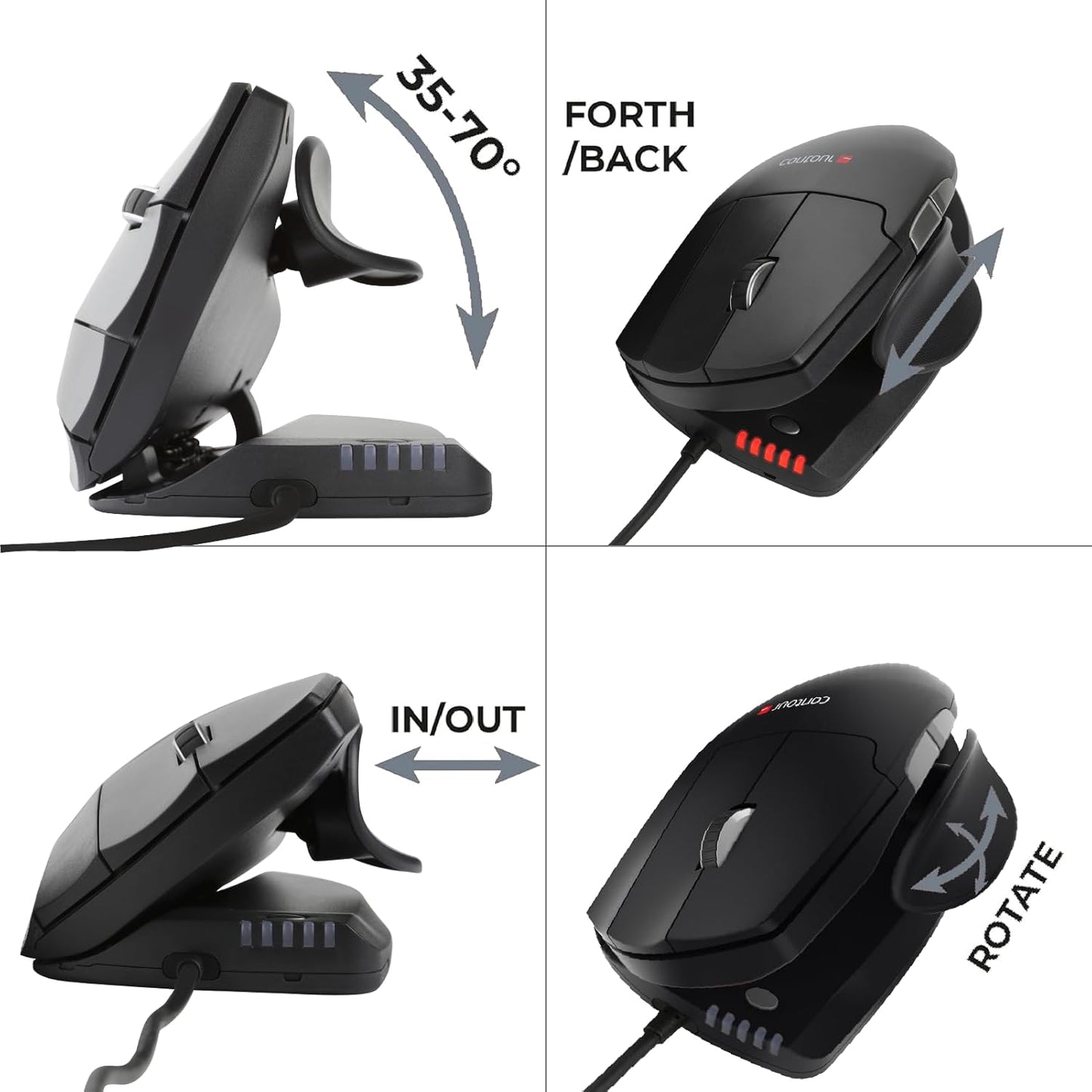 Contour Unimouse Ergonomic Vertical Wired Mouse with Adjustable Thumb Rest for Windows & Mac – 35° to 70° Angle, 6 Buttons