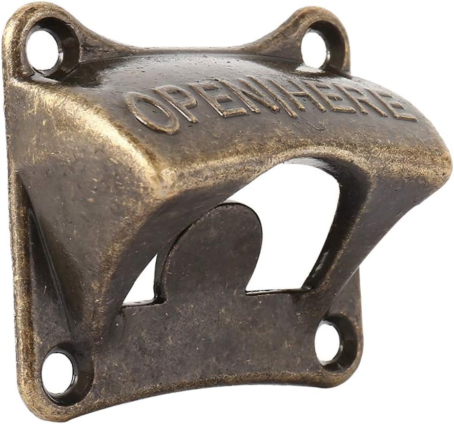 Vintage Bronze Bottle Opener, Wall Mounted Beer & Soda Cap Opener, Rustic Retro Bar Accessory, Heavy Duty Metal Opener