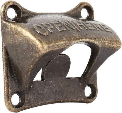 Vintage Bronze Bottle Opener, Wall Mounted Beer & Soda Cap Opener, Rustic Retro Bar Accessory, Heavy Duty Metal Opener