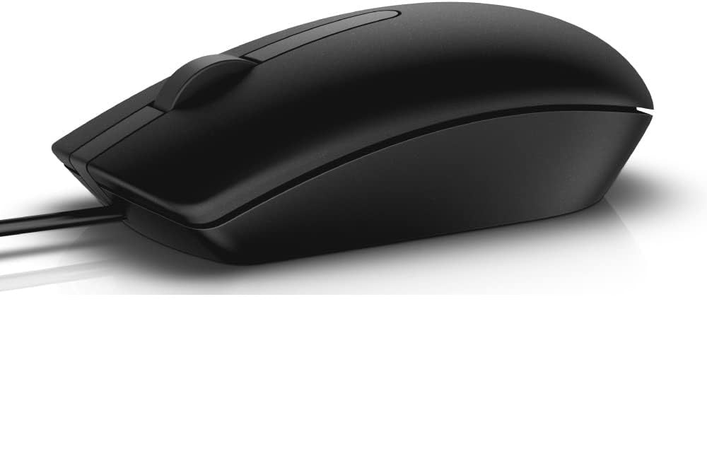 Dell MS116-BK USB Wired Optical Mouse – High Precision 1000 DPI, Ergonomic Design, Smooth Scroll Mouse for Laptop & Desktop (Black)