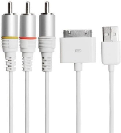 USB to RCA Composite AV Cable for Apple iPad 1/2, iPhone & iPod – TV Video Audio Output Cable (3 RCA, Yellow/Red/White)