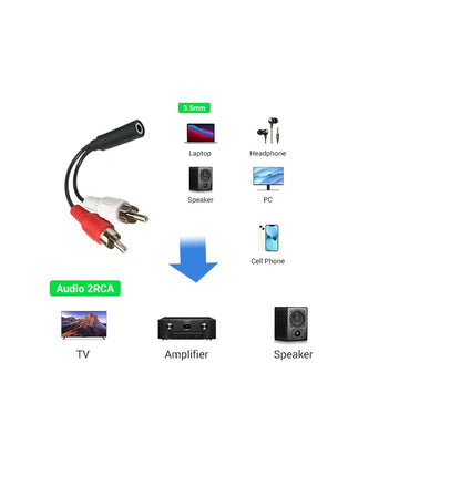 6 Inch 3.5mm Female to 2 RCA Male Stereo Audio Y Cable – 1/8" Jack to Red & White RCA Adapter for TV, Smartphone, Tablet & Home Theater