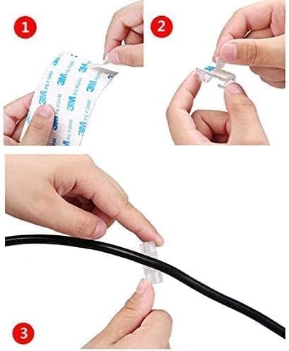 20PCS Transparent Self-Adhesive Cable Clips – Wall Mounted Cord Organizer Holder, Wire Management Clips for USB, Charger, TV, Office & Home