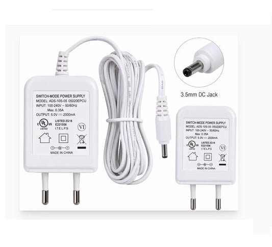 5V 2000mA Switching Power Supply Adapter 100-240V AC to DC | 3.5mm DC Jack | 2 Meter Cable | High Efficiency Charger