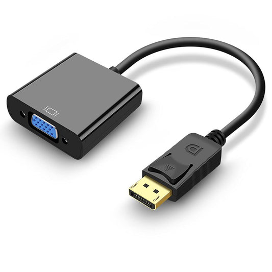 Display Port to Vga Converter Adapter Cable Gold Plated Connector Plug & Play Support Hd 1080P, Extend & Mirror Mode, Dp to Vga Male to Female Cord for Computer, Laptop, Pc, Monitor , projector