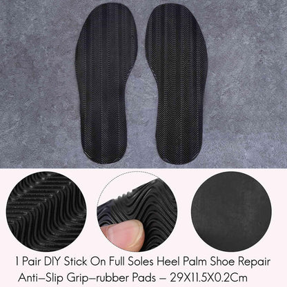 Shoe Soles,1 Pair DIY Stick On Full Soles Heel Shoe Repair Anti-Slip Grip-Rubber Insoles,Rubber Soles for Shoe Repair 29X11.5X0.2 cm