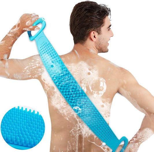 Body Wash Silicone 150g 62 x 11cm Body Scrubber Belt Double Side Shower Belt Silicone Bath Body Brush A One Back Cleaning Exfoliating Body Scrubber Bath Shower Towel Silicone Body Wash Scrubber Belt for Men and Women